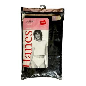 Y2K 00s Hanes 3 Pack Cotton Hi-Cut Tagless Panties Black Underwear Size 6 NEW